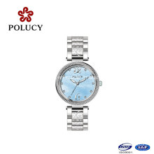 Dial azul zafiro cristal todo acero inoxidable nuevo diseño niñas reloj